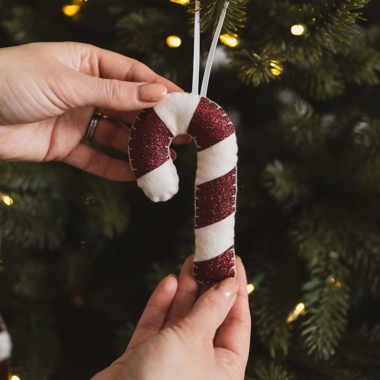 Red and white candy cane decoration
