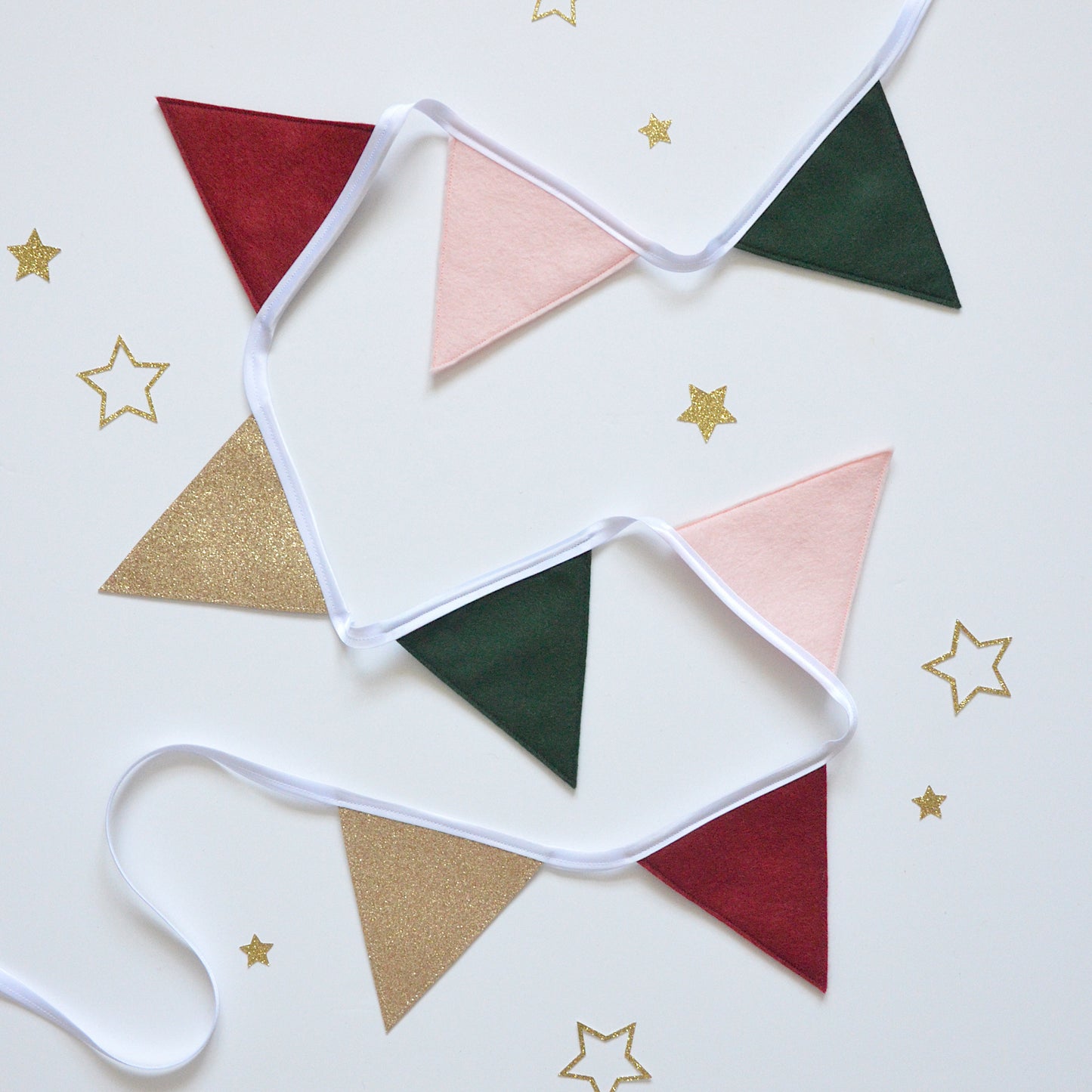 Colourful Christmas bunting with glitter detail