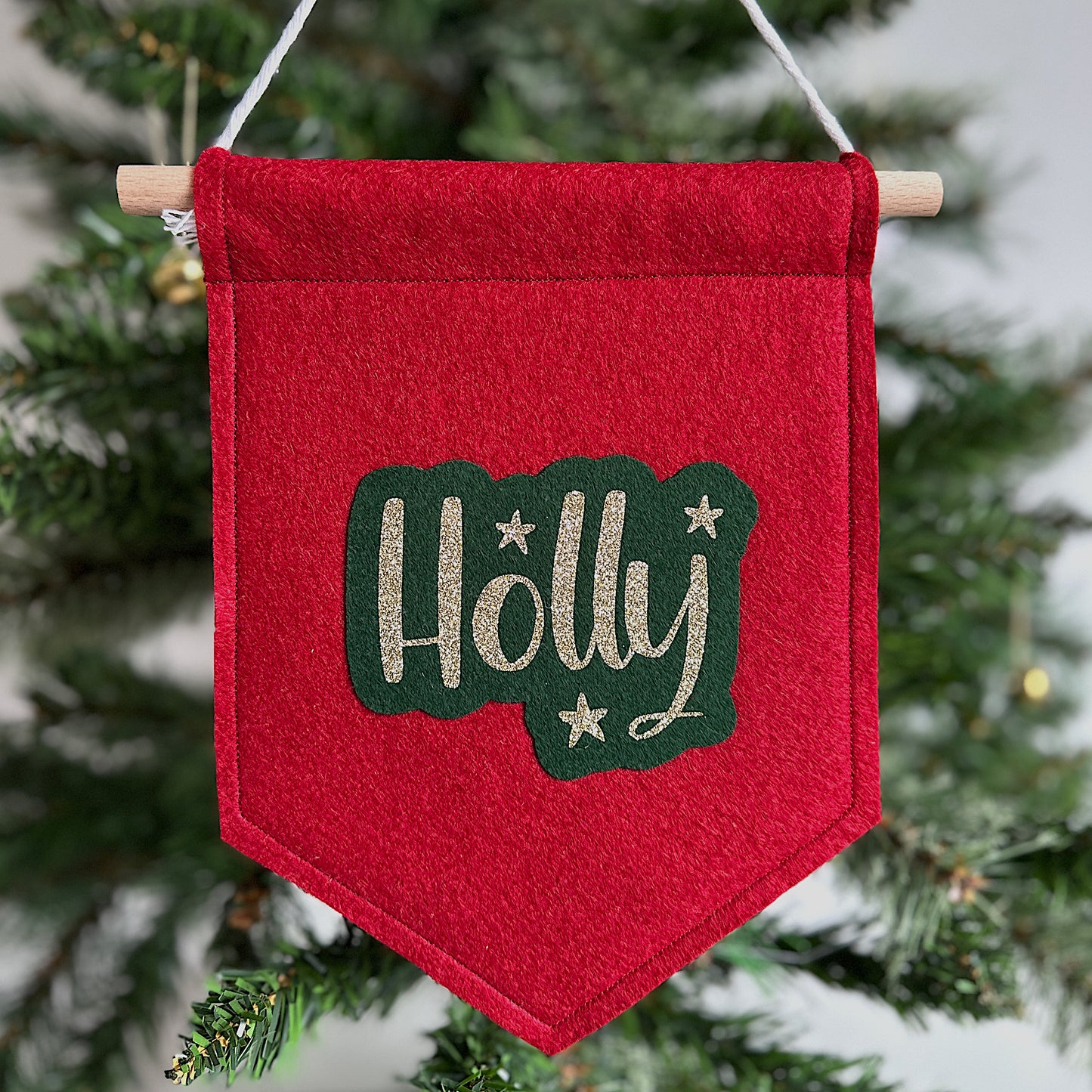 Personalised red felt banner - Christmas wall decoration