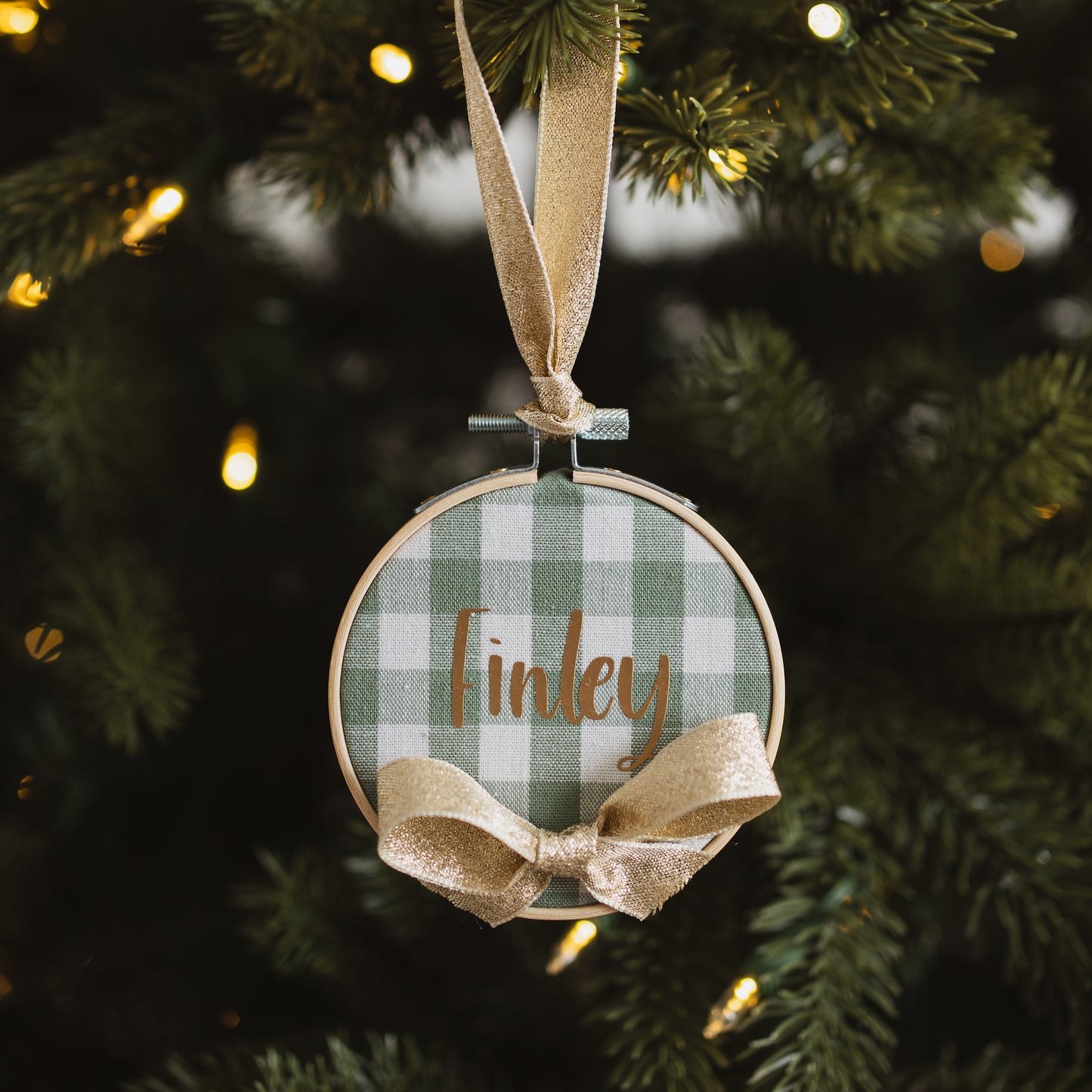 Green check Christmas ornament