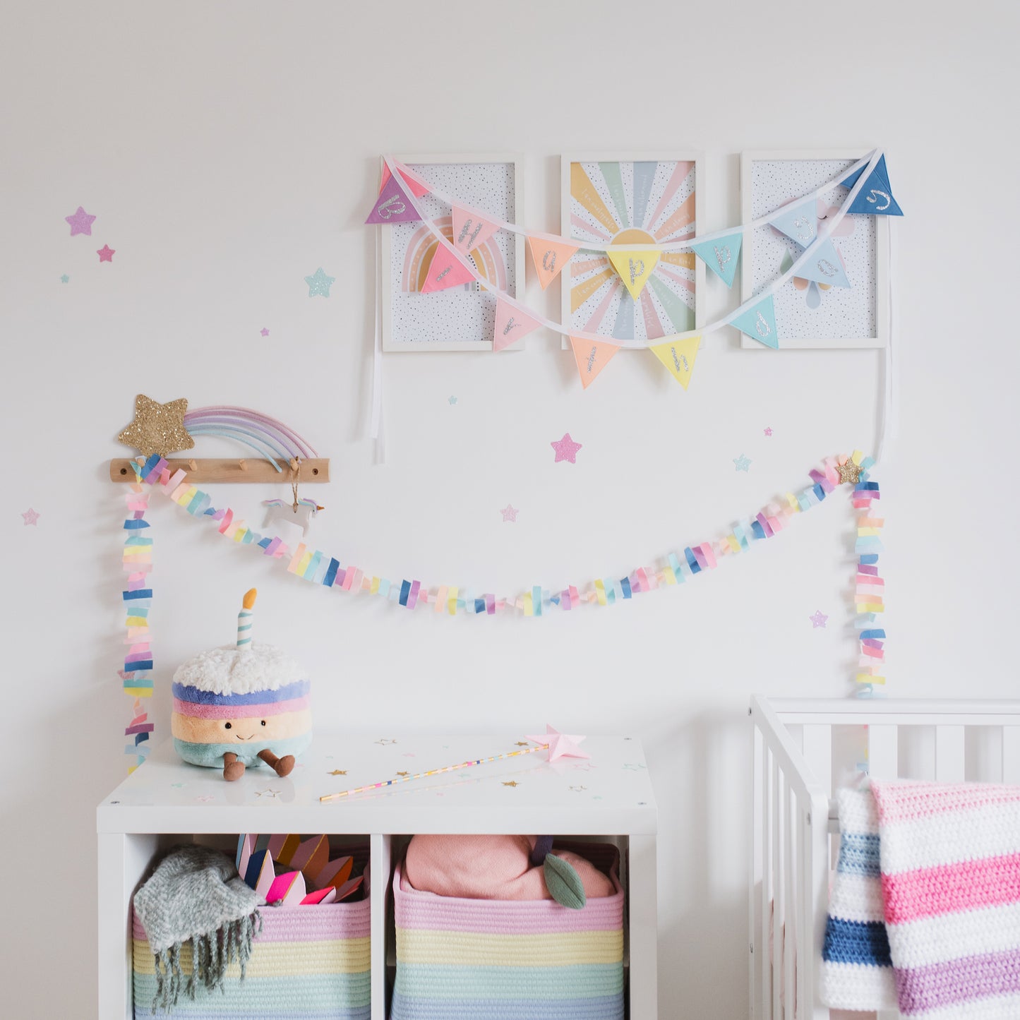 Pastel Rainbow Felt Garland