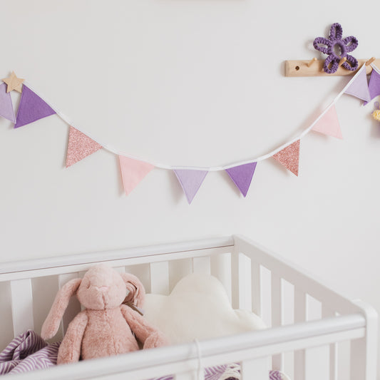 purple nursery bunting