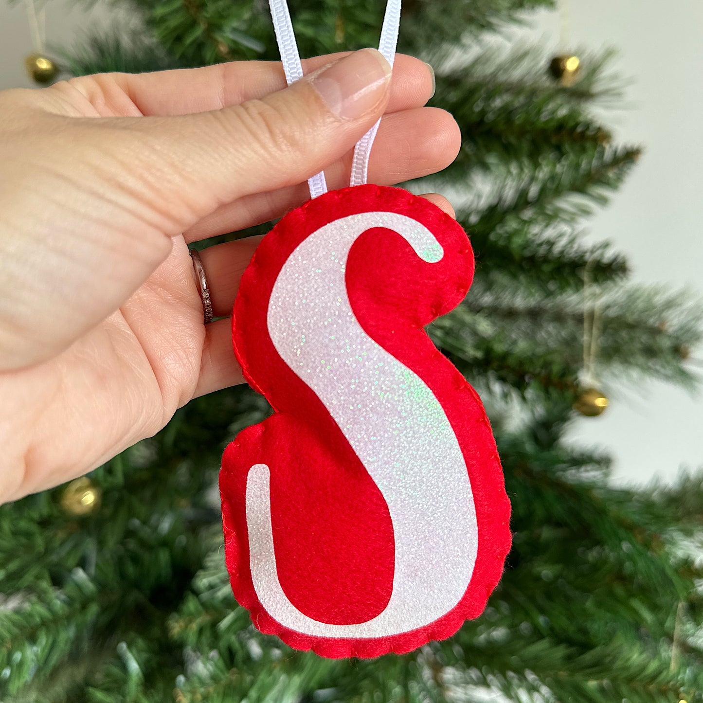 Red letter Christmas tree decoration