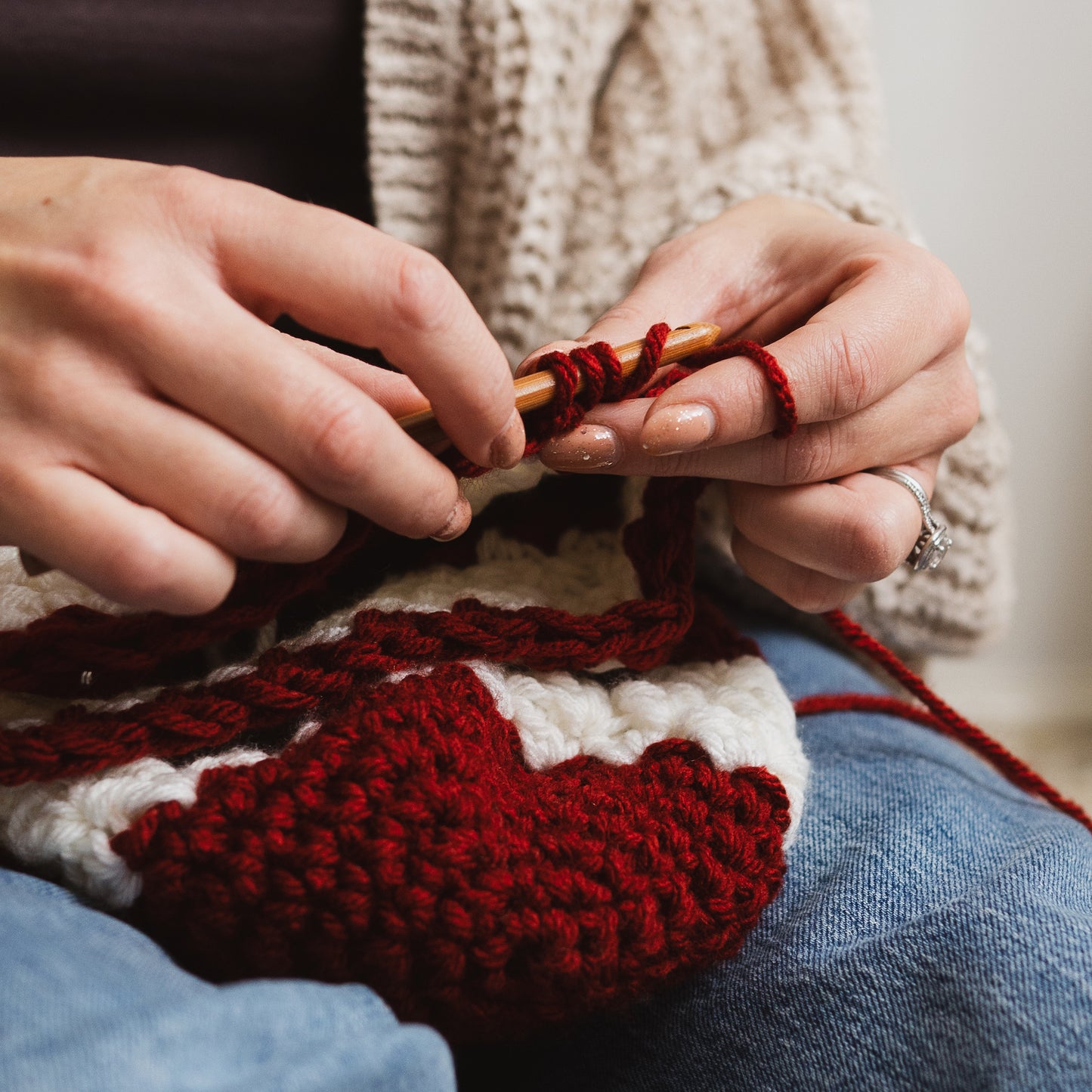 hand crocheted Christmas stocking