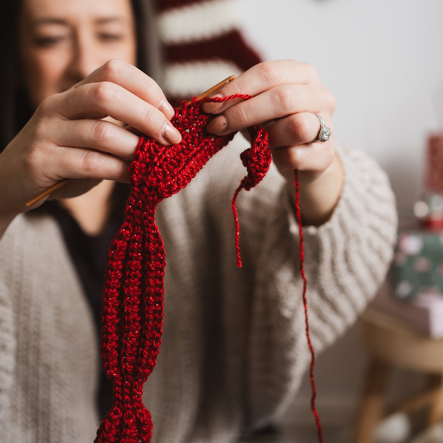 handmade bow decoration for Christmas tree