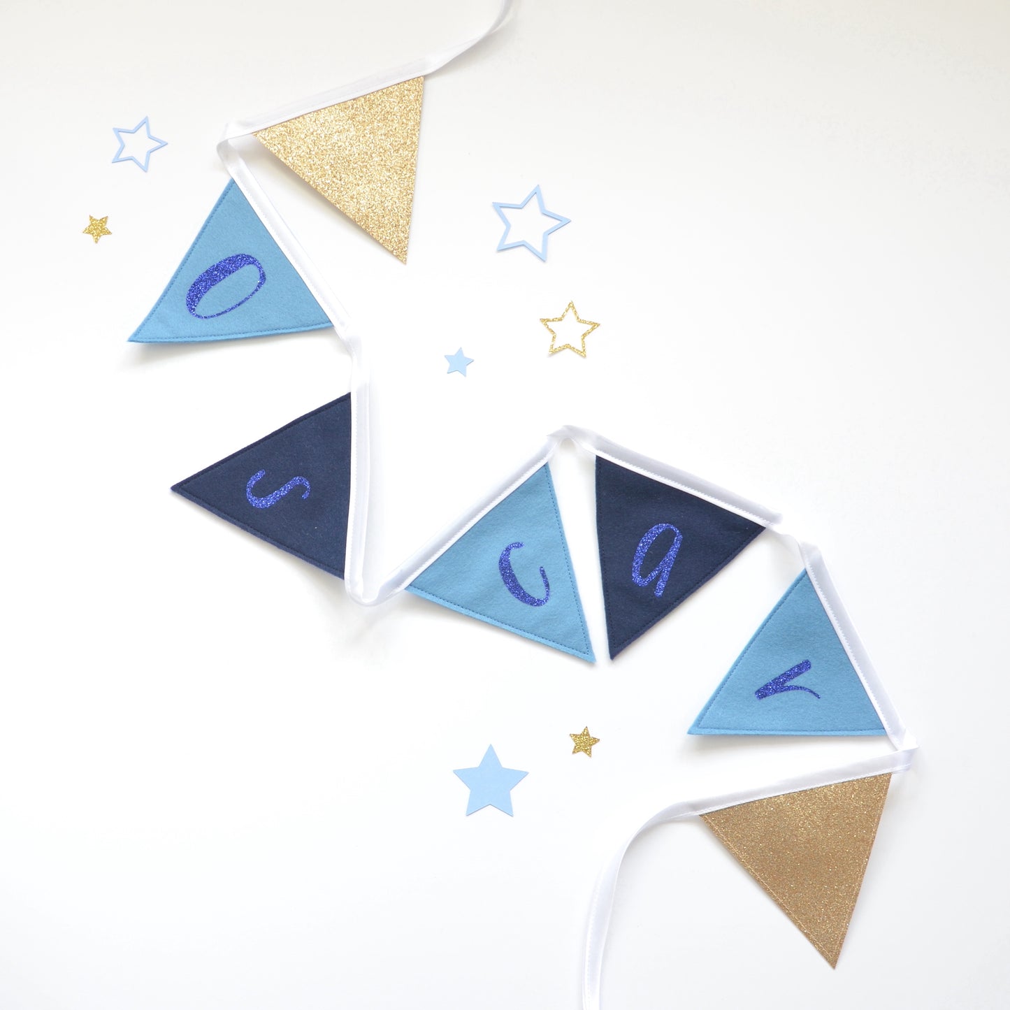 Personalised Navy and Gold Bunting