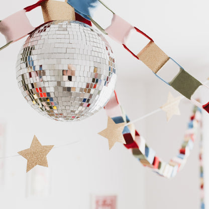 Christmas garland with gold glitter stars
