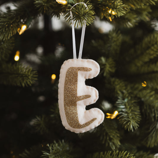 Cream and gold personalised Christmas tree decoration