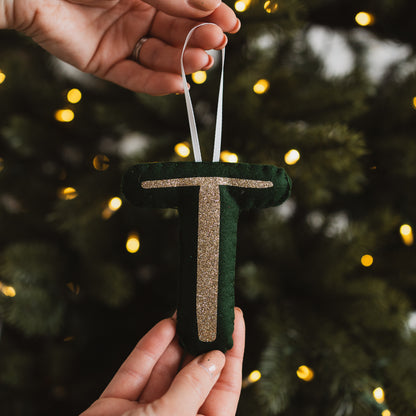 Green initial Christmas tree decoration