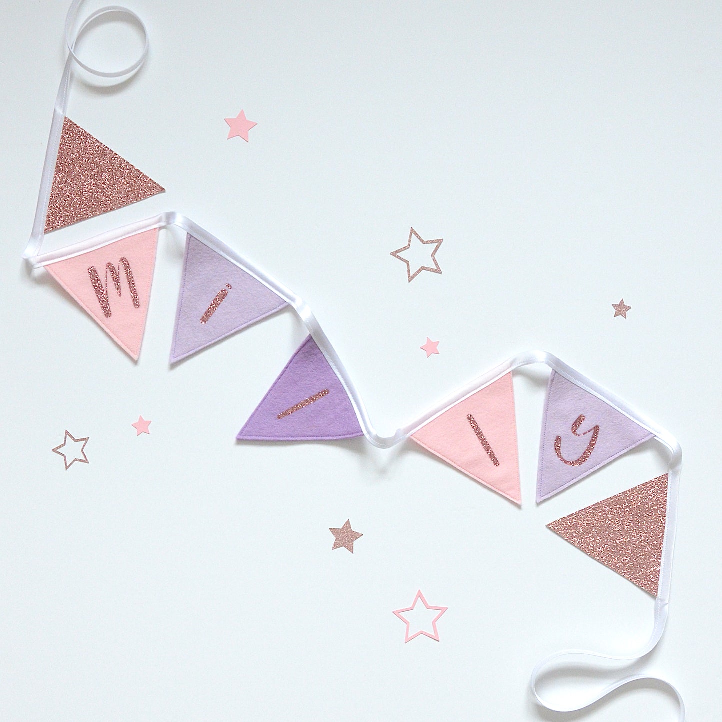 girl name sign. lilac and pink bunting