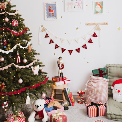 Merry Christmas banner in red and cream