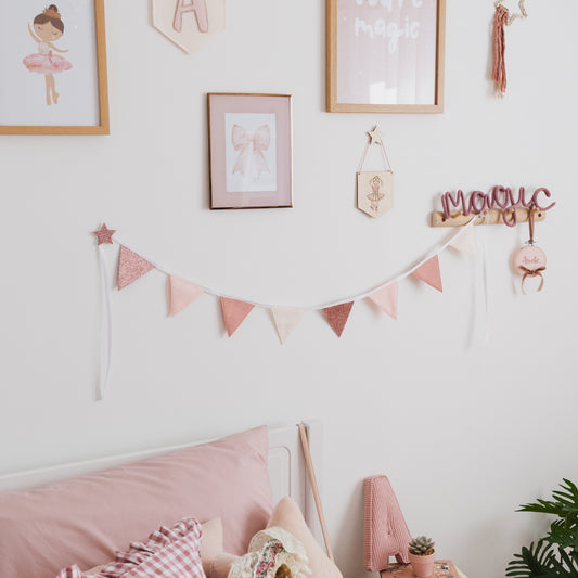 pink bunting for girls bedroom