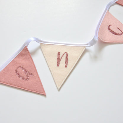 Personalised Pink Glitter Bunting