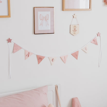 pink star wall hooks to hang bunting and wall decor