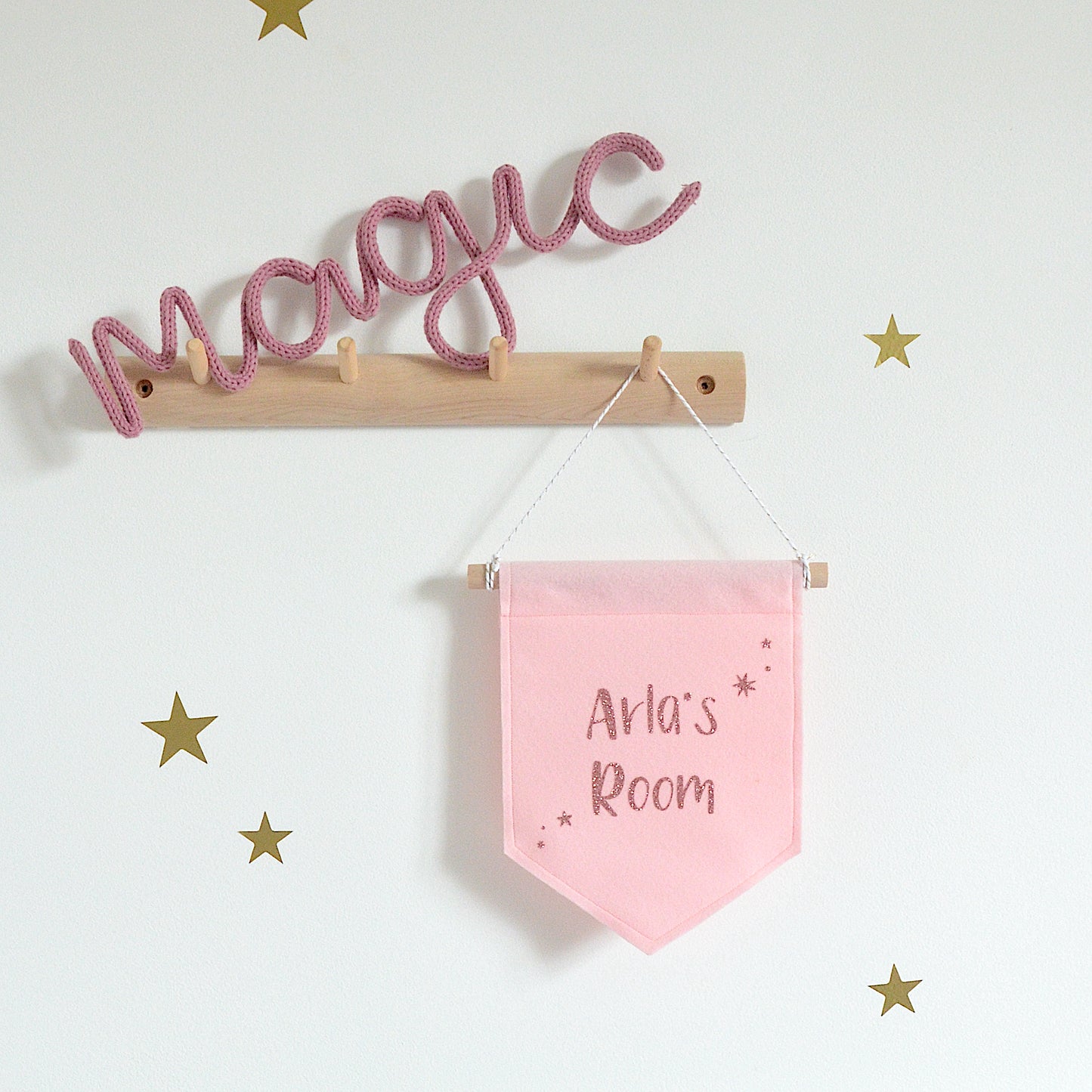 pink nursery name sign