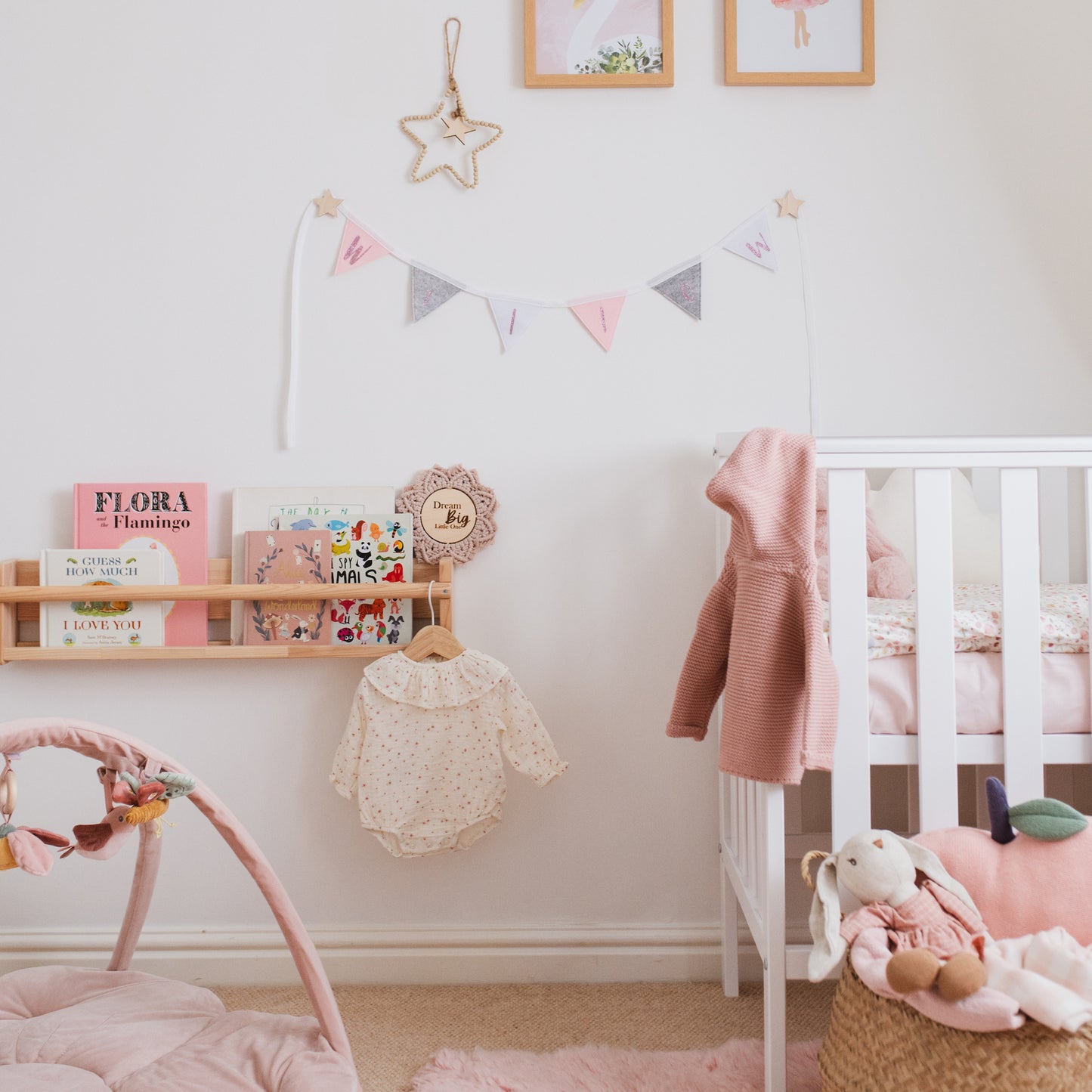 baby pink nursery name banner