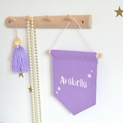 girl name sign. Purple wall hanging