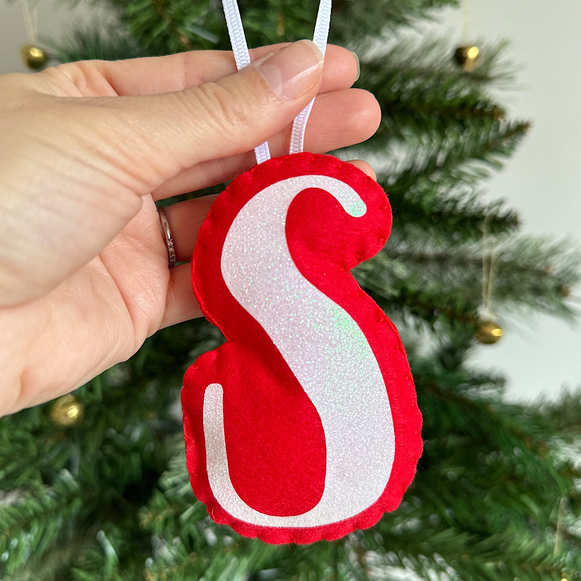 Red letter Christmas tree decoration