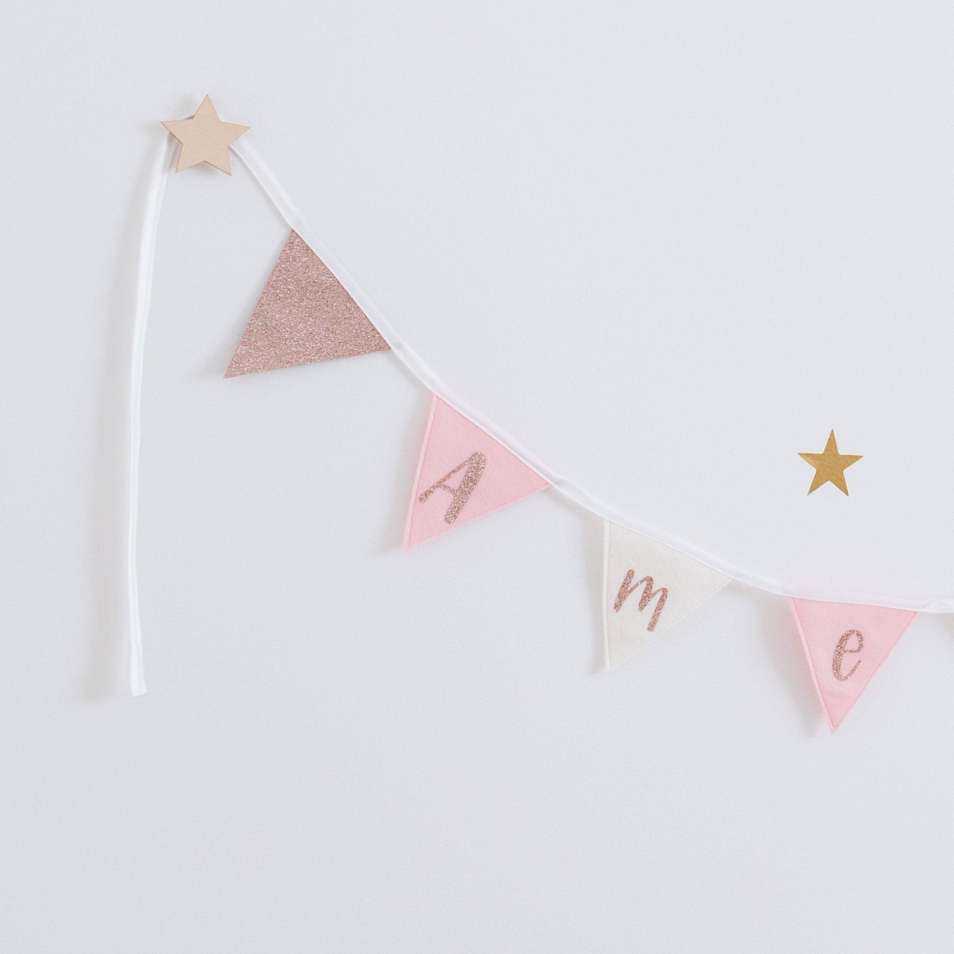 personalised bunting. rose gold and pink bunting