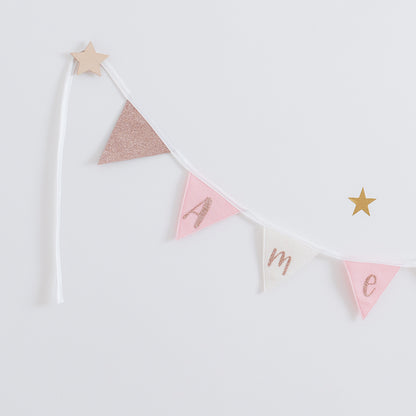 personalised bunting. rose gold and pink bunting