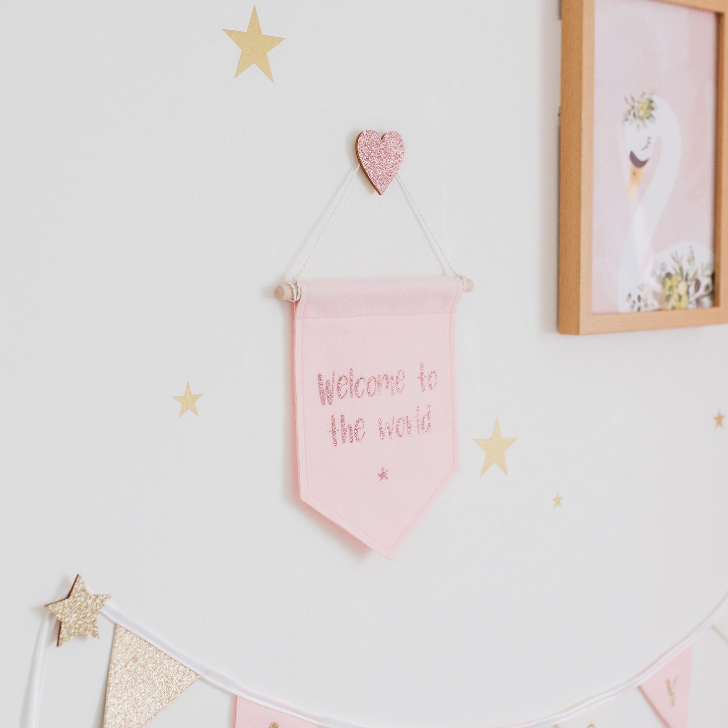 pink wall hanging for baby girl nursery