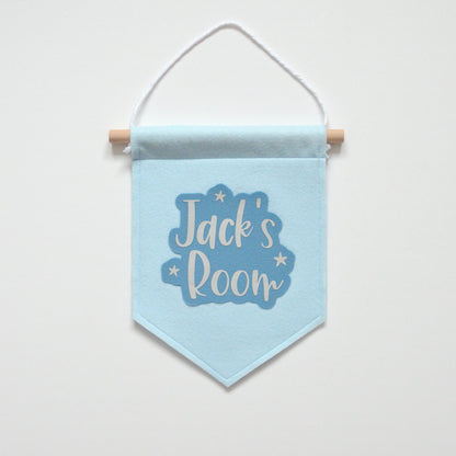 blue personalised room sign for kids room