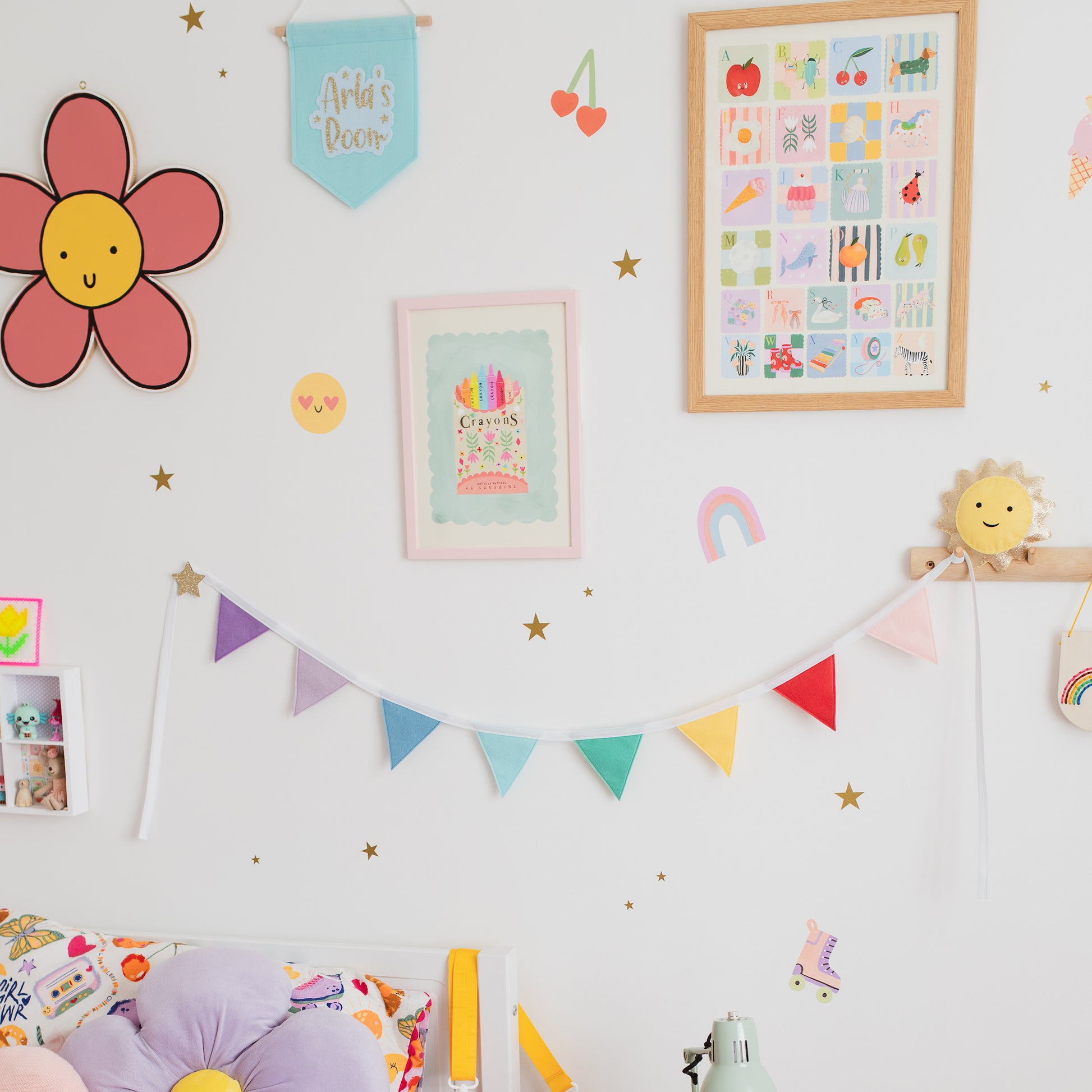 colourful bunting for kids room