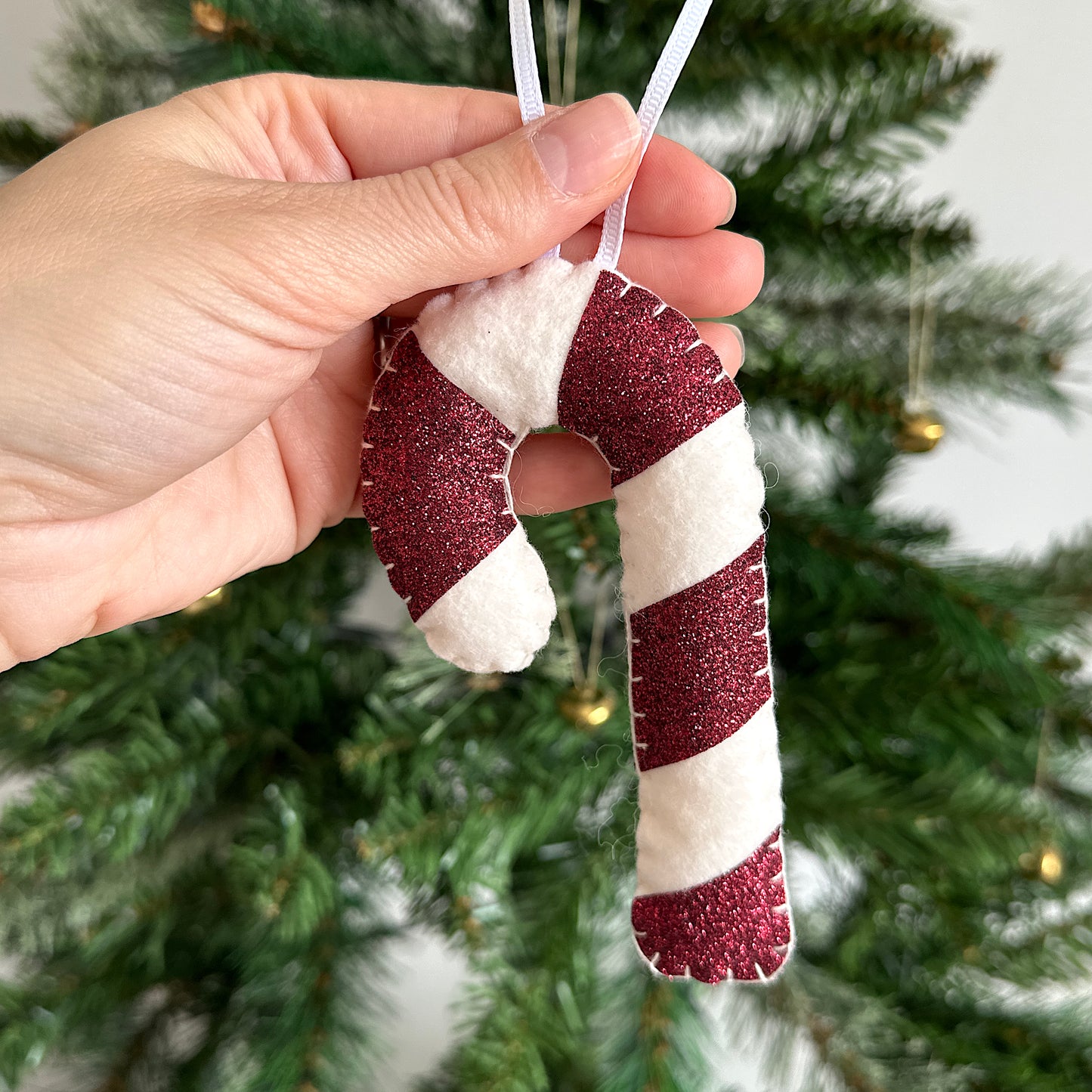 Red and white candy cane decoration