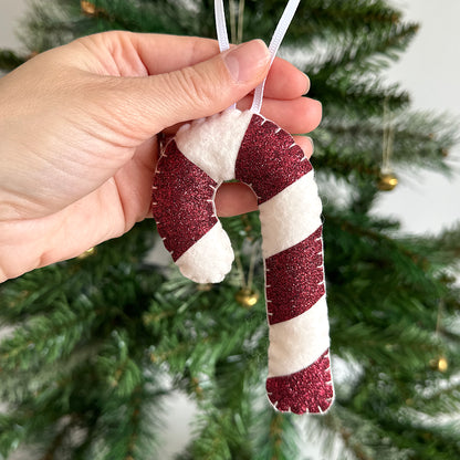 Red and white candy cane decoration