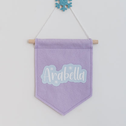 lilac name banner for Frozen bedroom