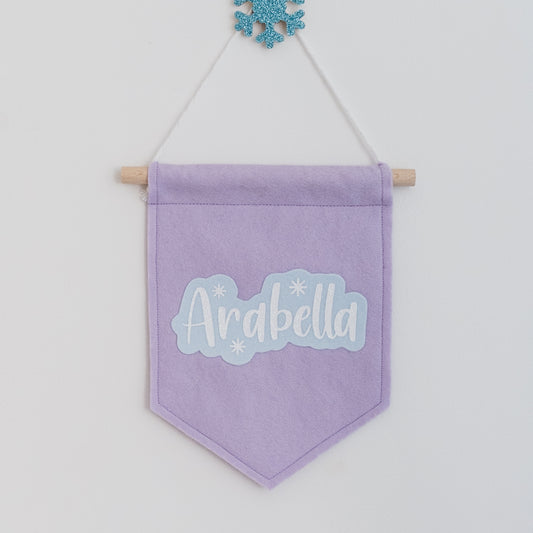 lilac name banner for Frozen bedroom
