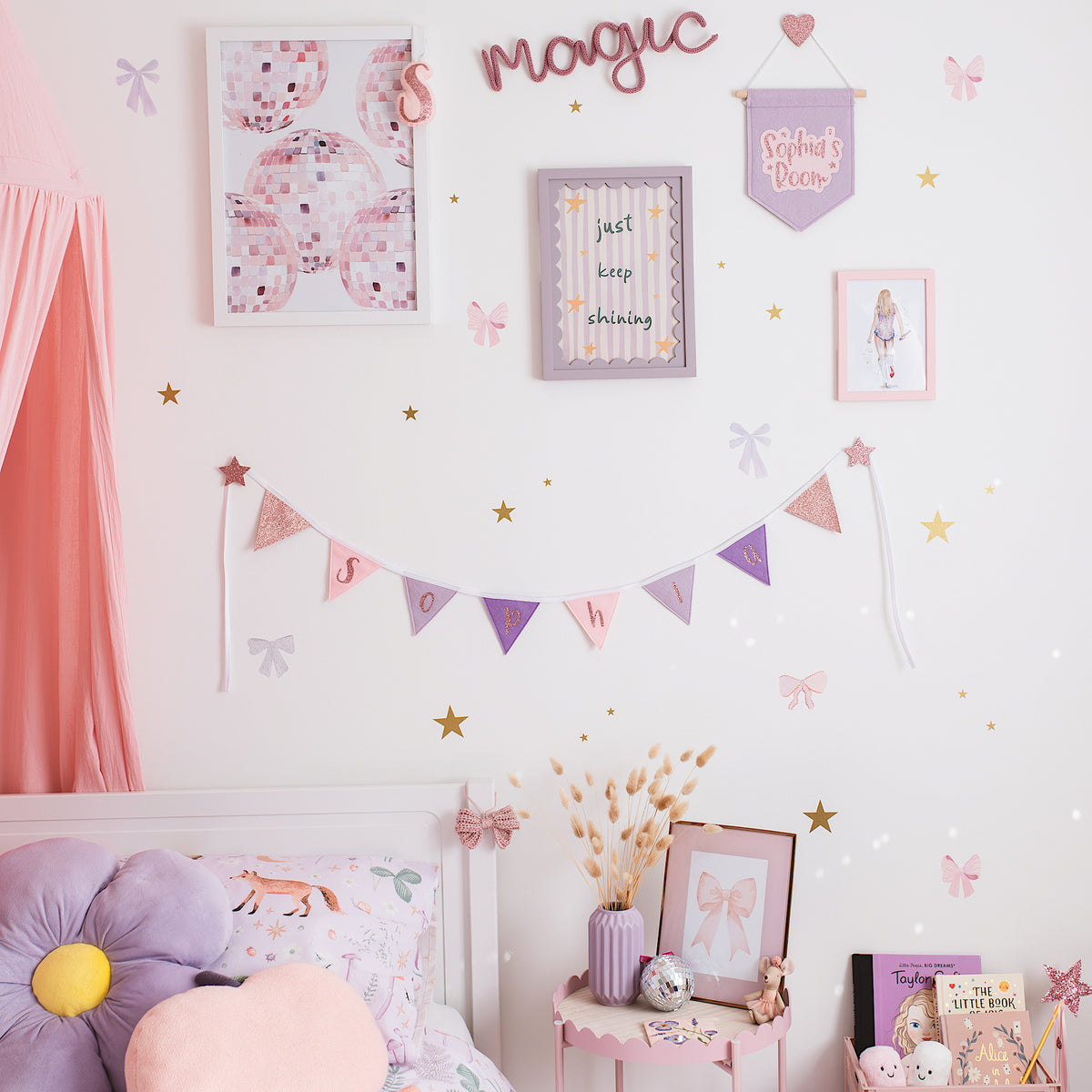 purple bunting for girls bedroom