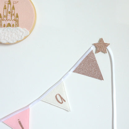 rose gold wall hooks to hang bunting in girls bedroom