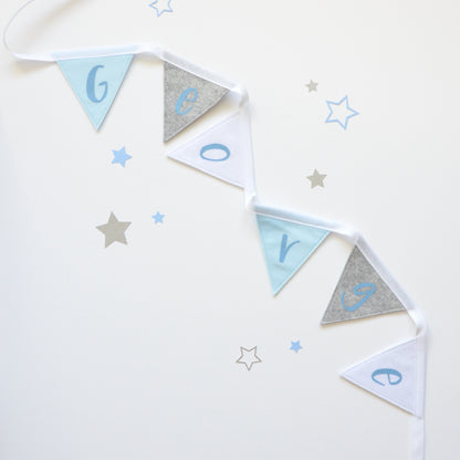 Personalised Baby Blue Nursery Bunting