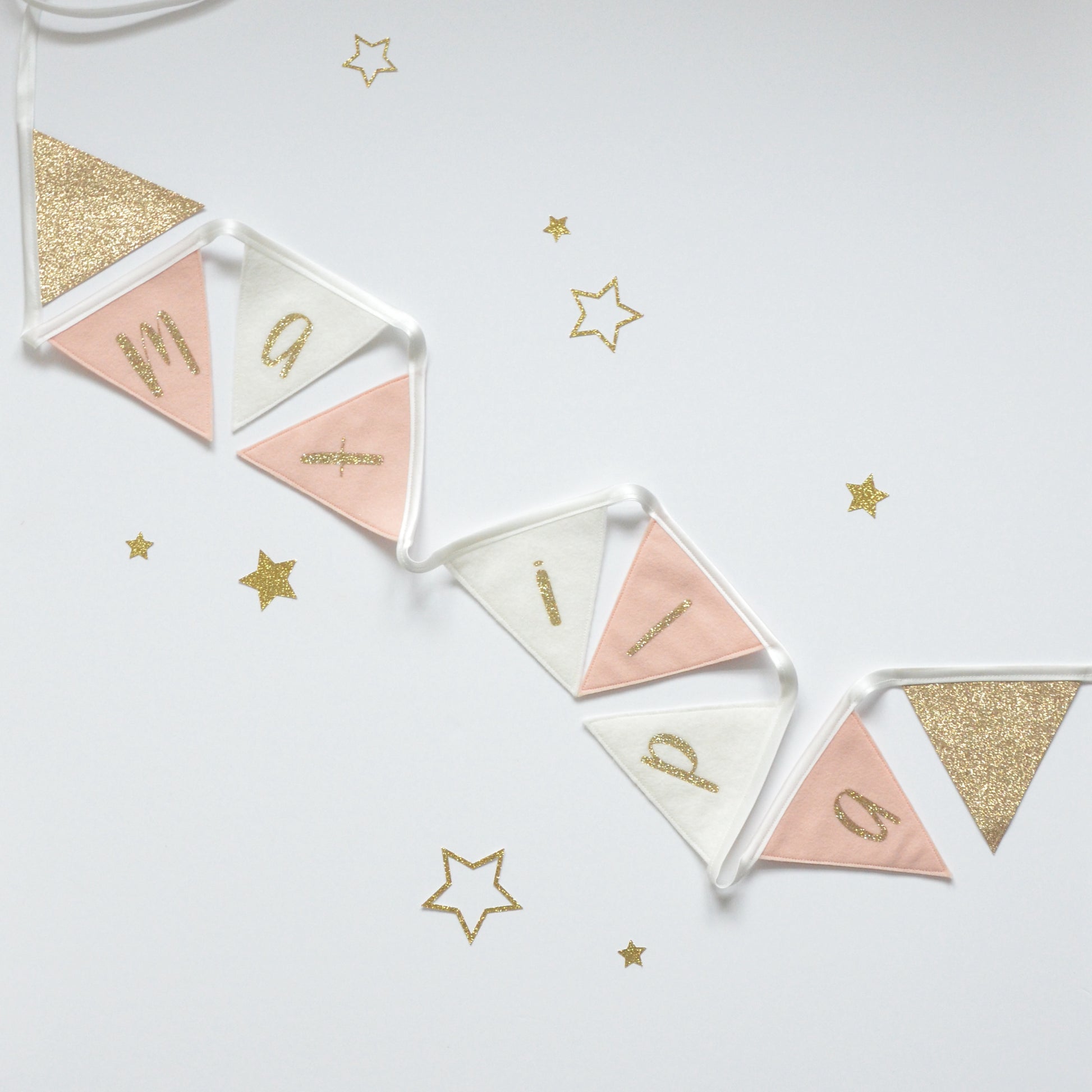 personalised nursery decorations in neutral and gold