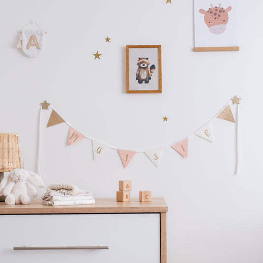 personalised neutral nursery decor for baby girl