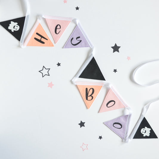 Halloween "Hey Boo" Bunting | Kids Pastel Halloween Decor