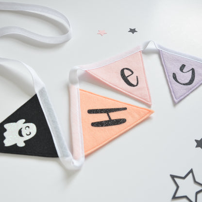 Halloween "Hey Boo" Bunting | Kids Pastel Halloween Decor