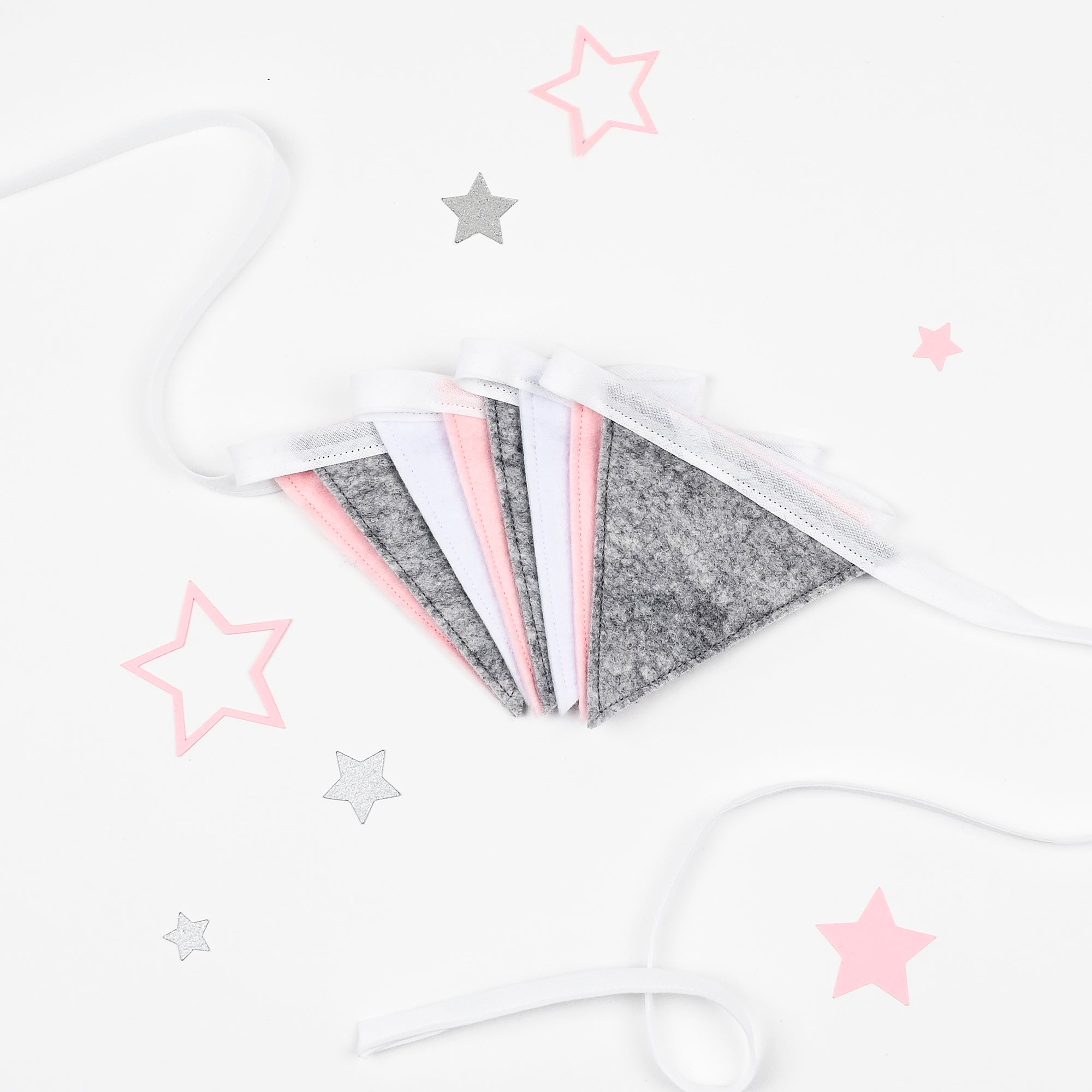 Pink and grey store bunting for nursery