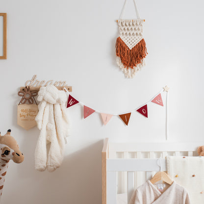 Boho Nursery Decor for Baby Girl. Personalised Name Banner