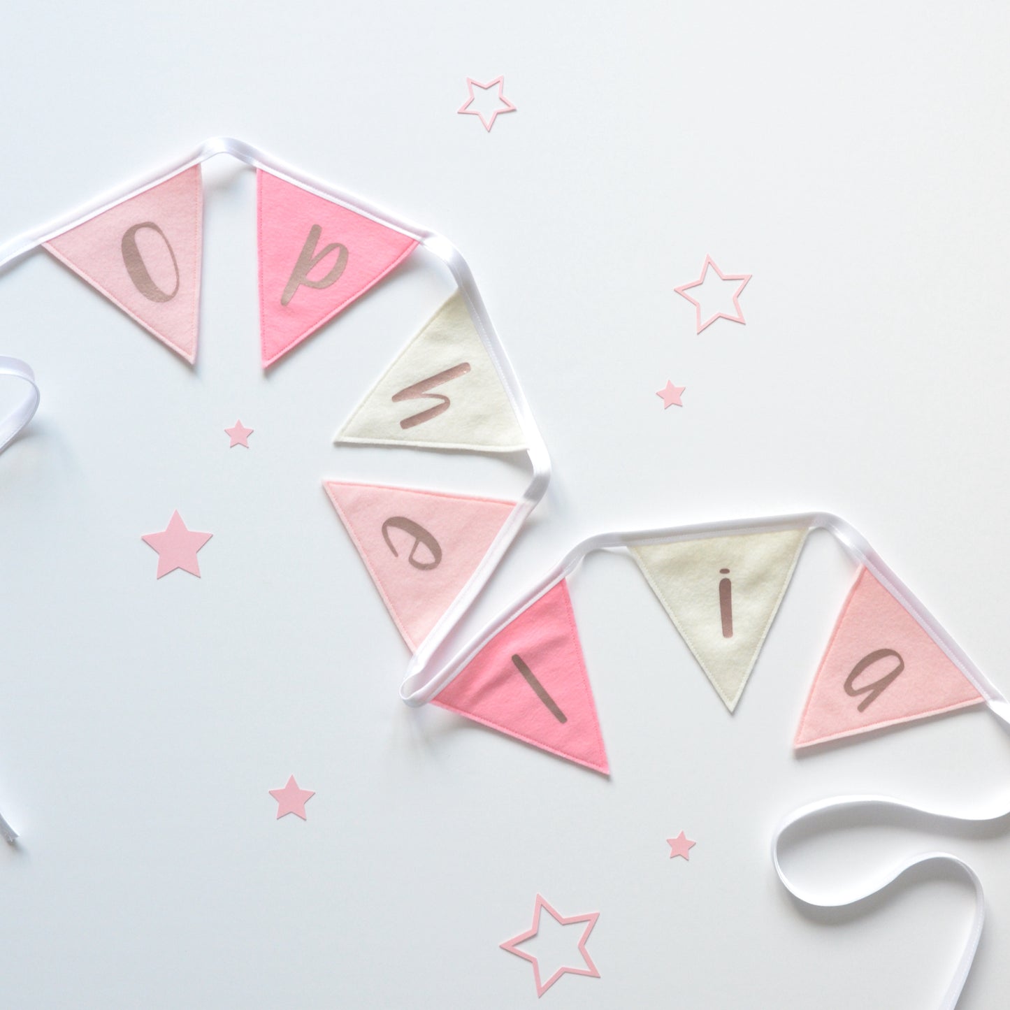 pink name bunting for little girl