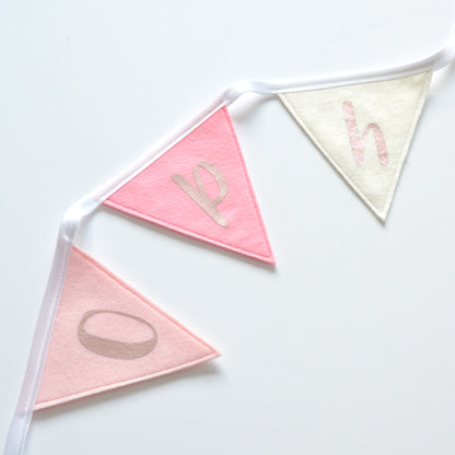 pink personalised bunting for little girl