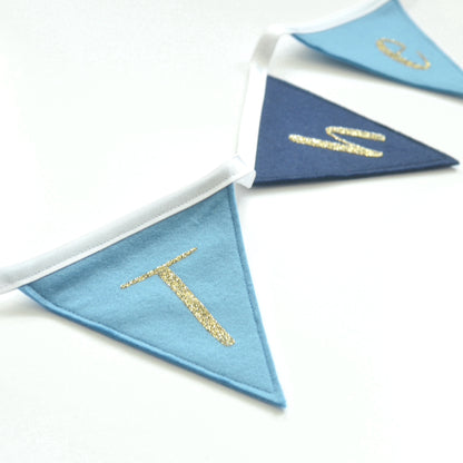 Personalised Navy and Gold Bunting