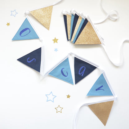 Personalised Navy and Gold Bunting