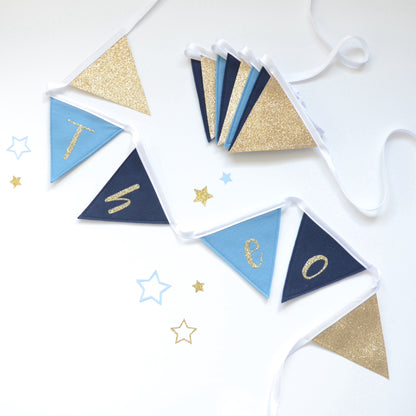 Personalised Navy and Gold Bunting