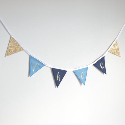 Personalised Navy and Gold Bunting