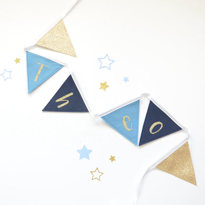 Personalised Navy and Gold Bunting