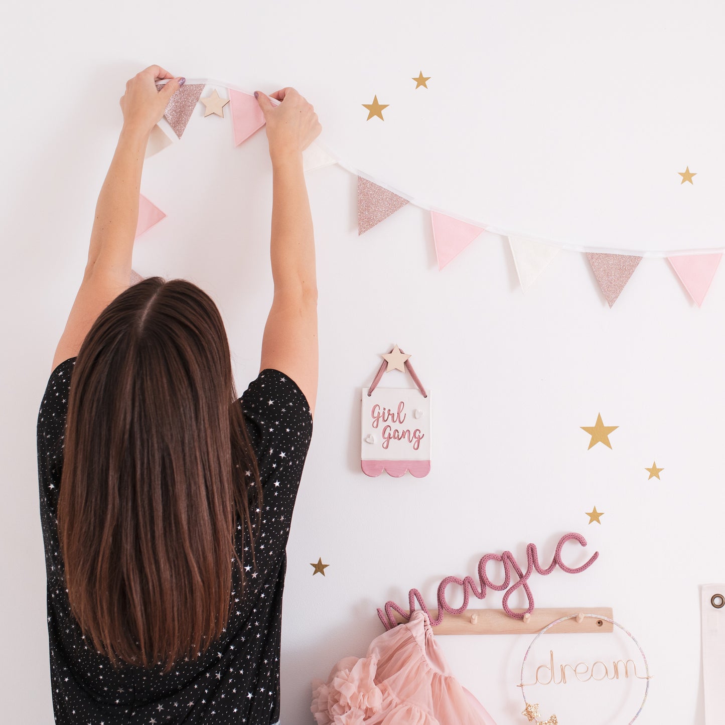 magical pink bunting for girls
